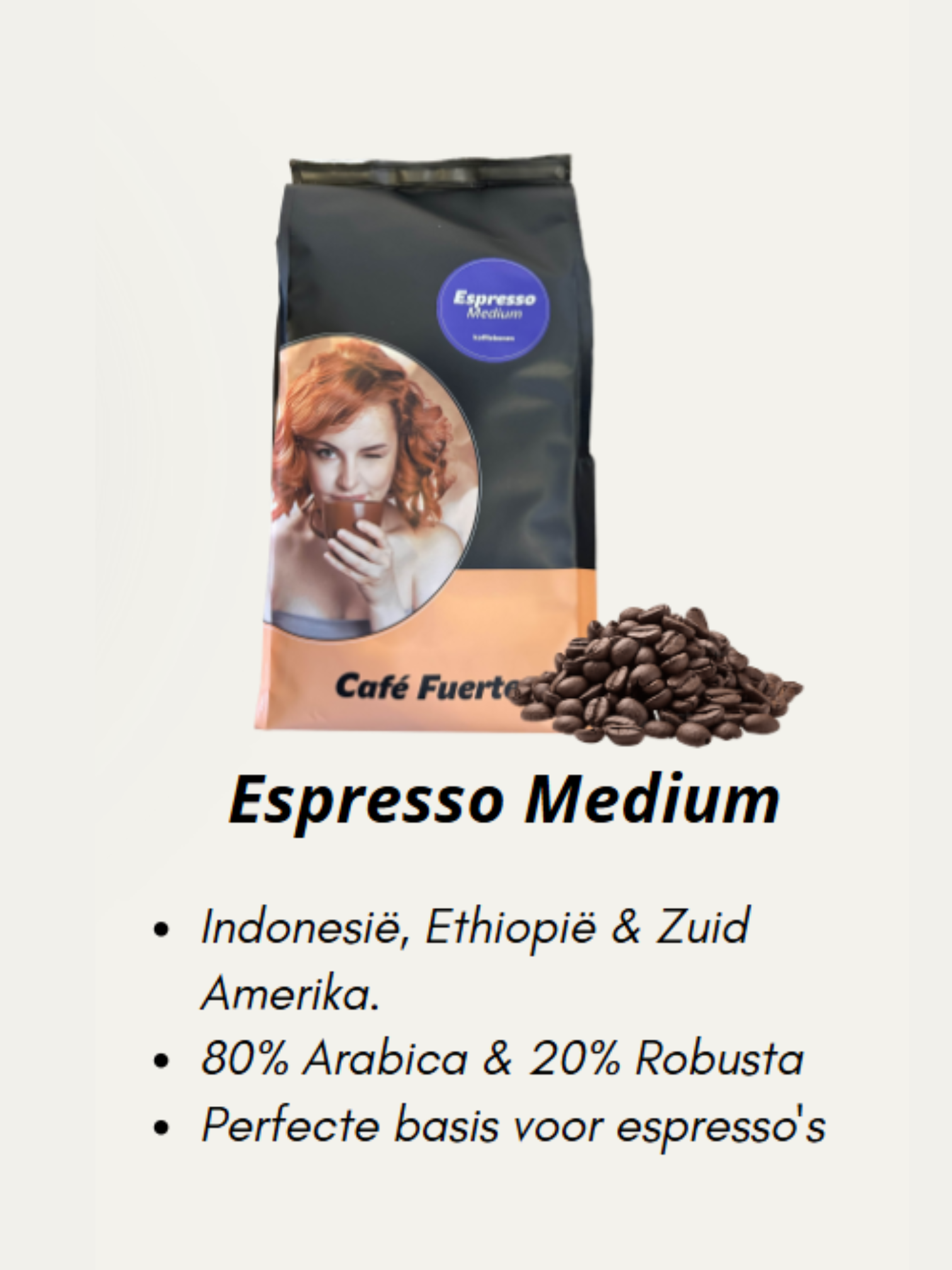 Café Fuerte Espresso Medium Roast Koffiebonen - zak 750 gram - Afbeelding 8